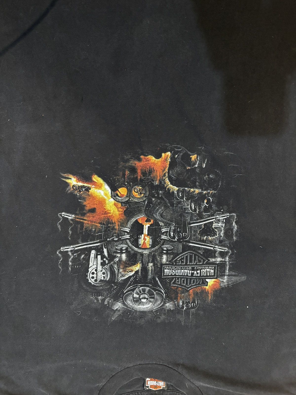 Harley Davidson Vintage 2002 Harley-Davidson Black XL Flames Graphic Size US XL / EU 56 / 4 - 2 Thumbnail