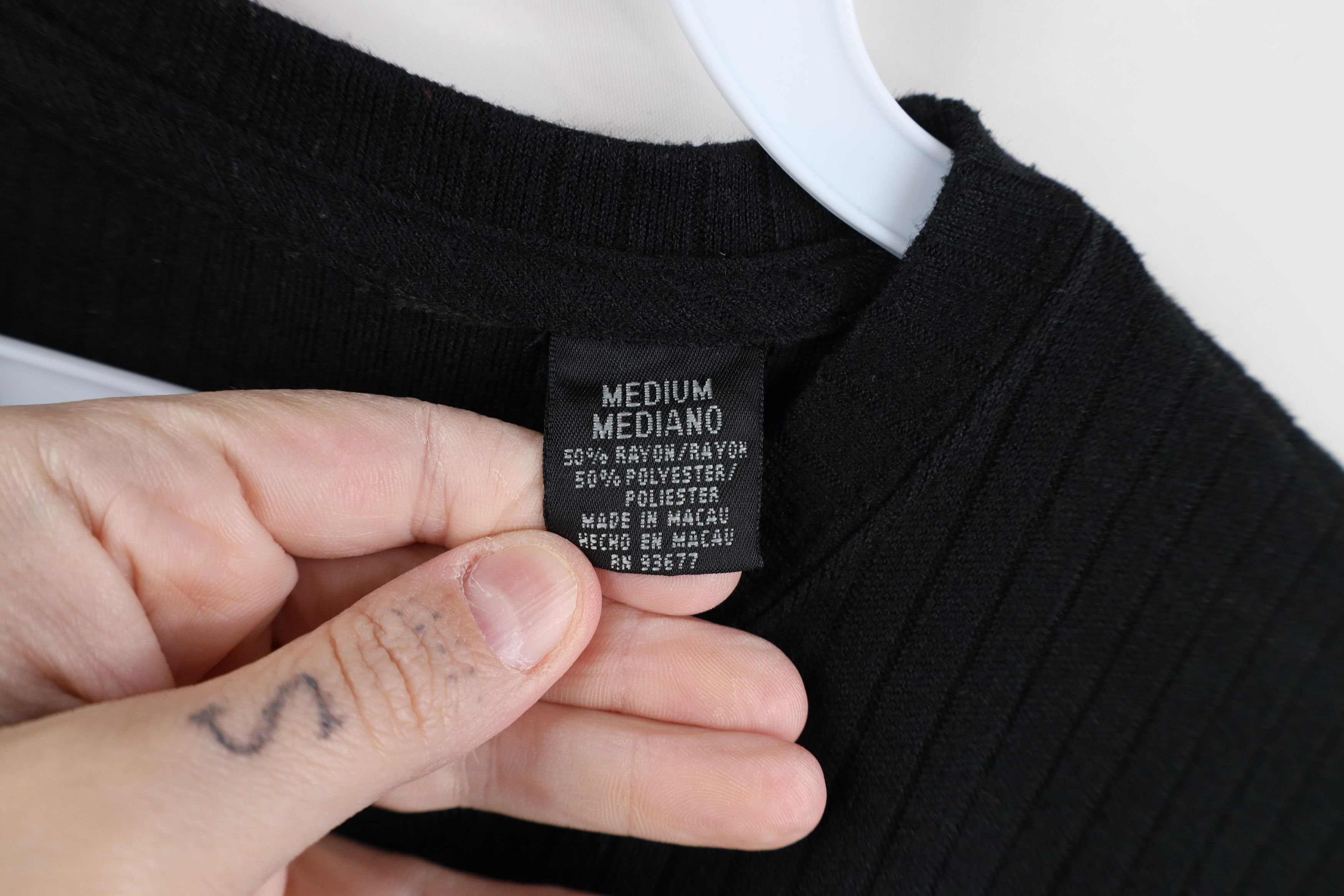 Vintage Vintage 90s Streetwear Faded Blank Ribbed Knit T-Shirt Black Size US M / EU 48-50 / 2 - 4 Thumbnail