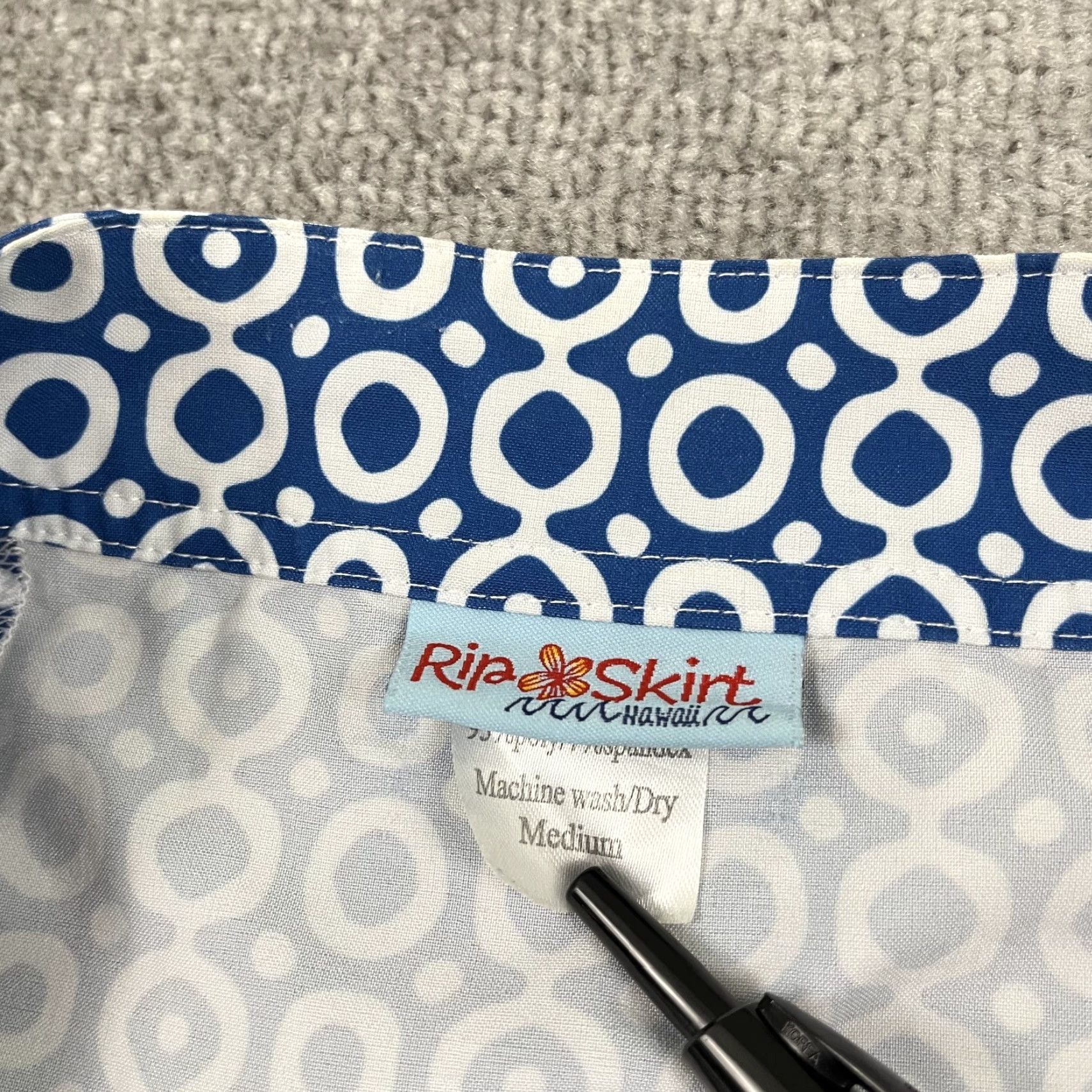 Vintage RipSkirt Hawaii Wrap Skirt Geometric Blue White Womens Medium Adjustable Waist Size 32" / US 10 / IT 46 - 2 Thumbnail