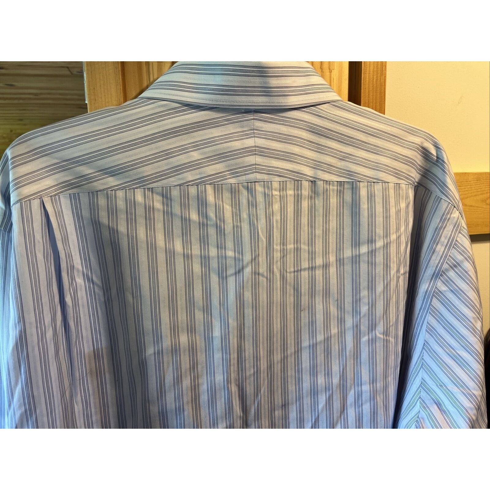Nordstrom Nordstrom Mens 17 35 Grey Striped LS Smart Care Cotton Shirt Size US XL / EU 56 / 4 - 10 Thumbnail