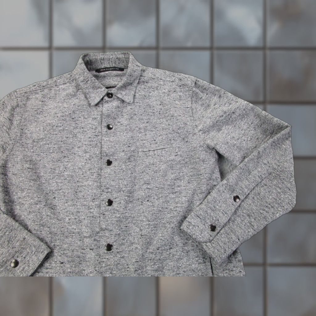 John Elliott John Elliott Shirt Mens M Gray Tweed Flannel Snap Button Shacket Indie Made in United States Size US M / EU 48-50 / 2 - 1 Thumbnail