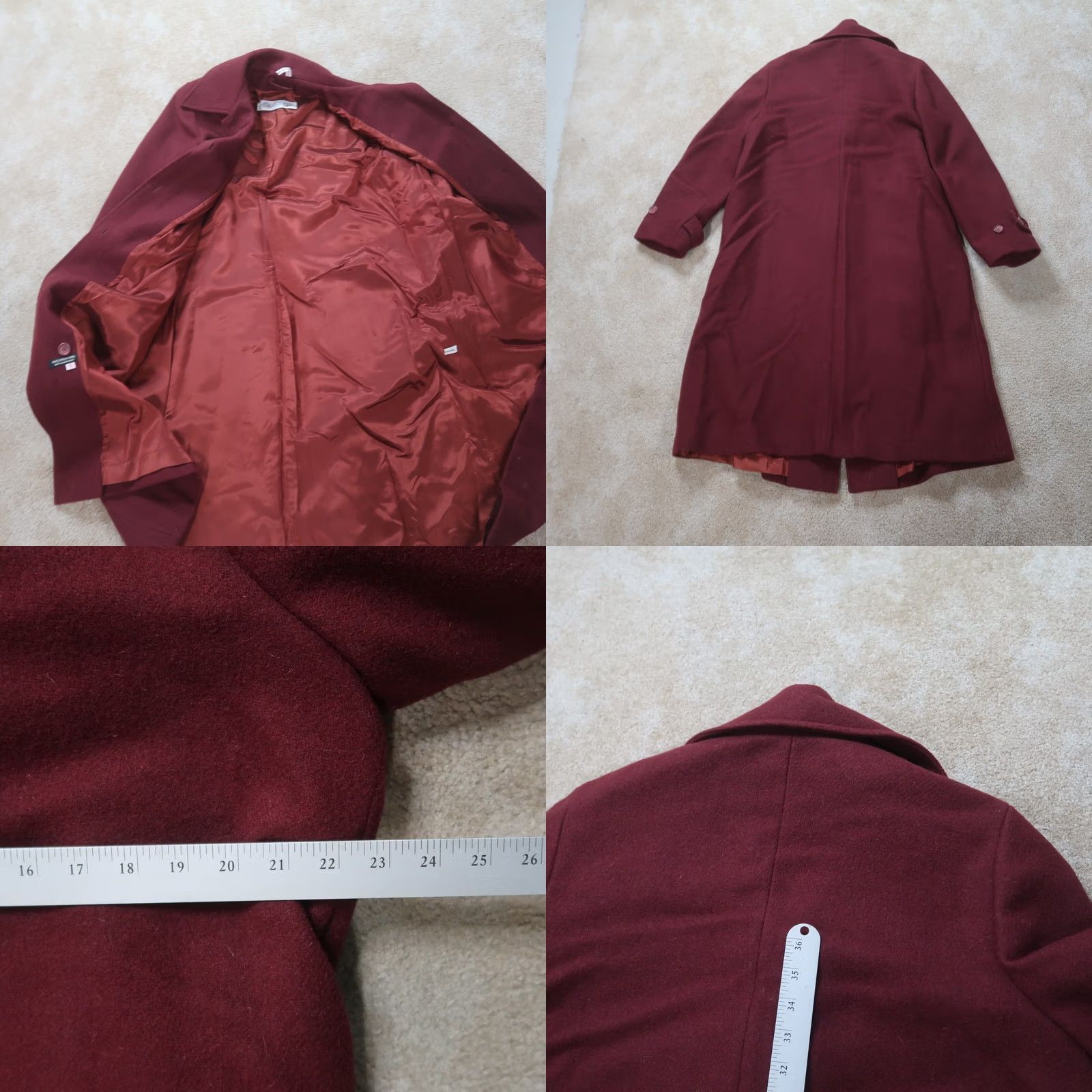 Vintage VINTAGE Saxton Hall Coat Woman's 20 Red Wool Long Overcoat Button Lined 80s 90s USA Mens Women Girls Size 3XL / US 20-22 - 8 Thumbnail