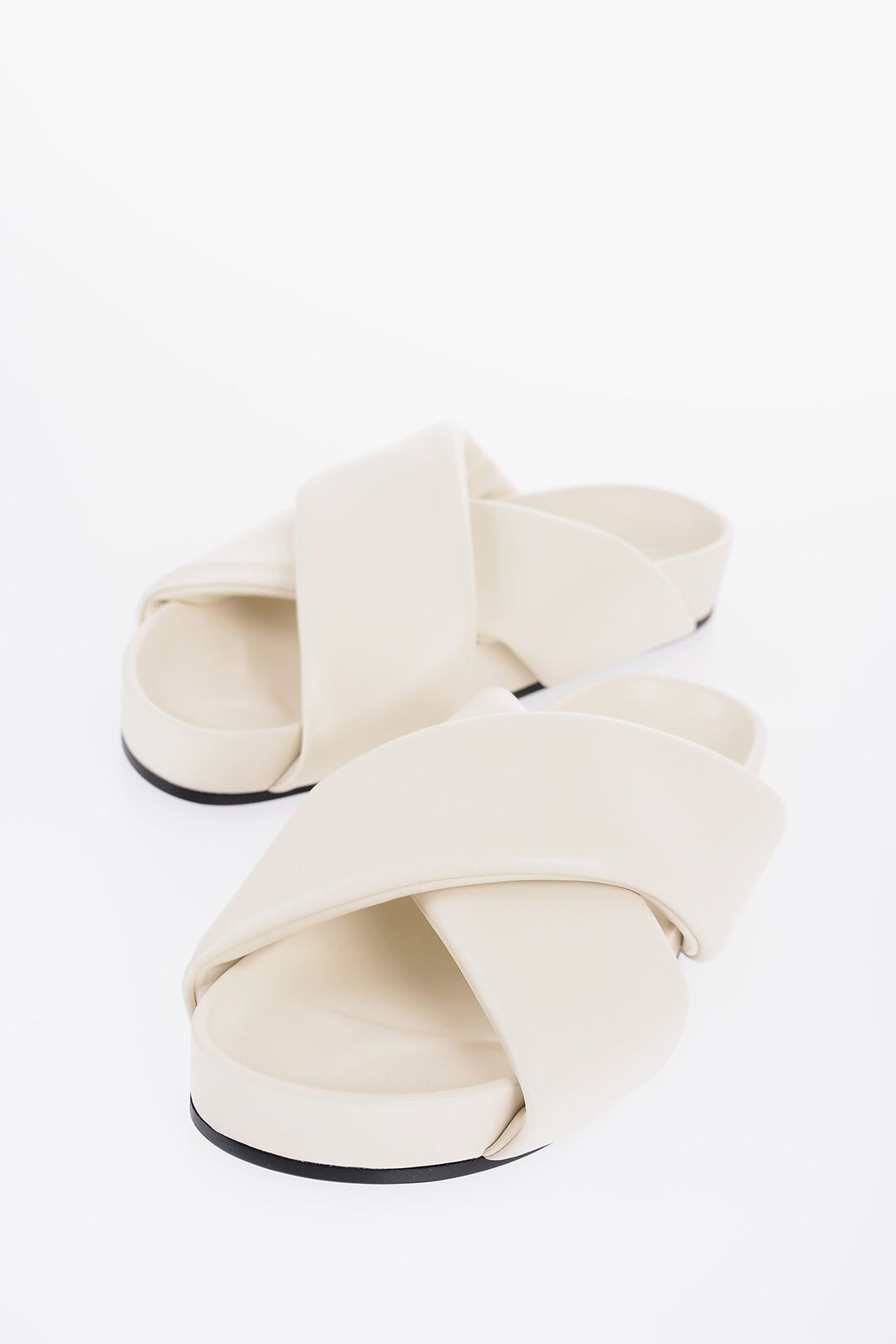 Jil Sander og1mm0625 Criss Cross Designed Leather Sandals in White Size US 7 / EU 40 - 2 Thumbnail