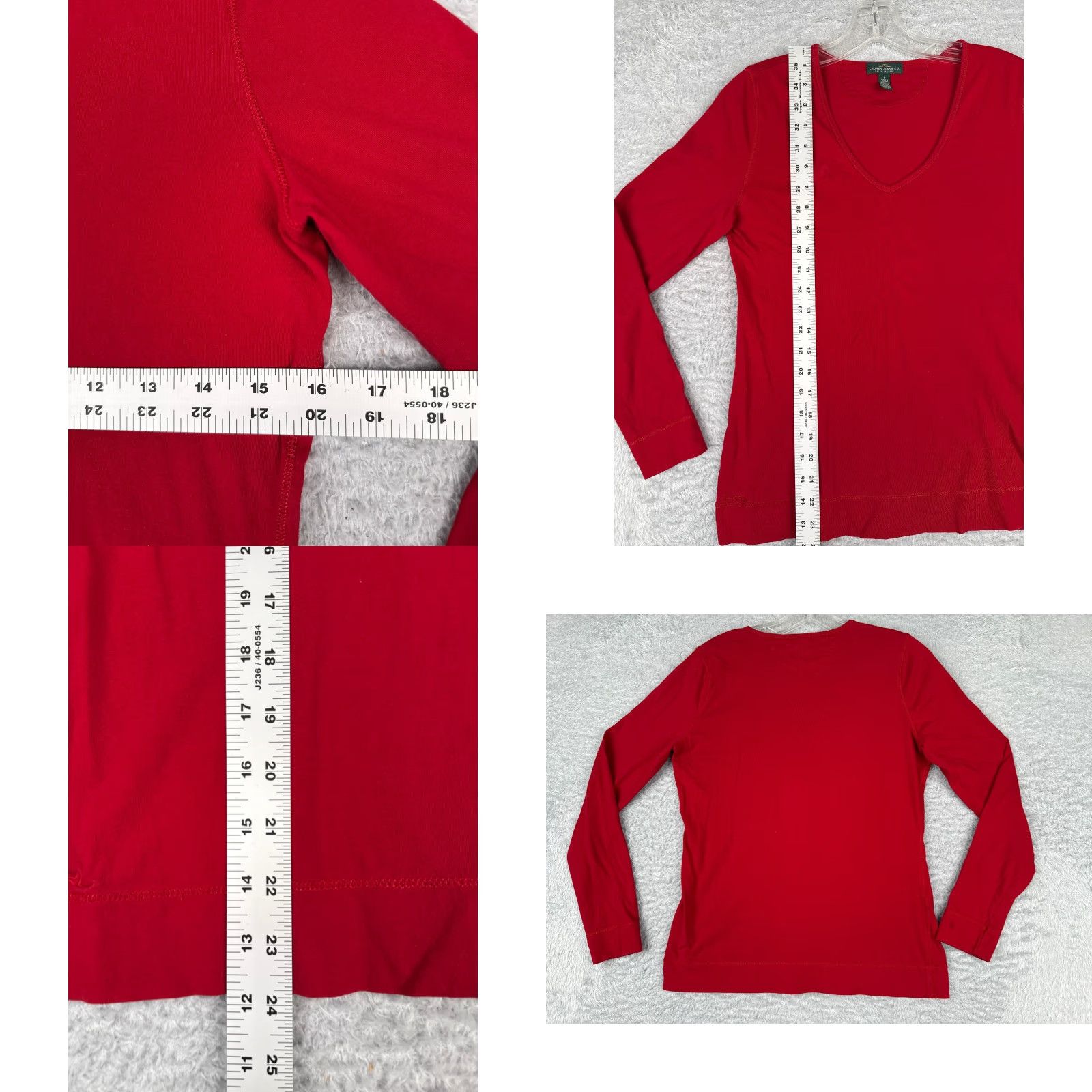 CO Lauren Jeans Co Shirt Women Small Red Long Sleeve Cotton V-Neck Size S / US 4 / IT 40 - 8 Thumbnail