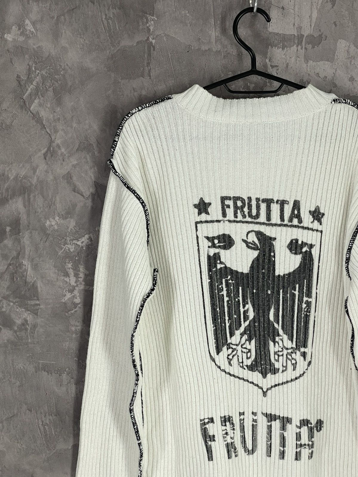 Diesel × If Six Was Nine × Le Grande Bleu (L.G.B.) 00s Japan Painted Knit Ribbed Sweater Maison Margiela Style Size M / US 6-8 / IT 42-44 - 3 Thumbnail
