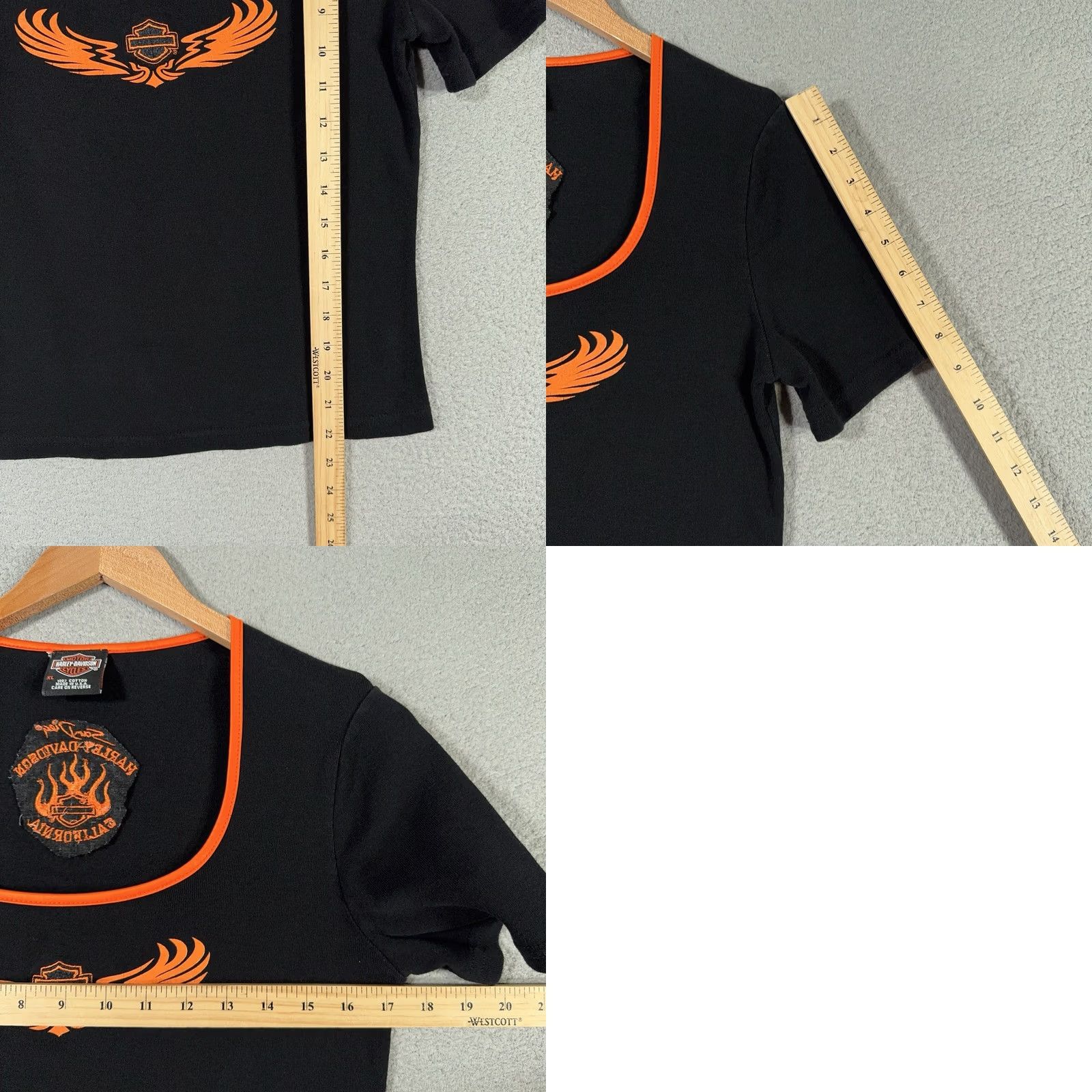 Harley Davidson VINTAGE Harley-Davidson T-Shirt Womens XL Black 90s USA Flame Embroidered Slim Short Sleeve California Biker Riding 90s Labeled USA Women XS-XL Size XL / US 12-14 / IT 48-50 - 8 Thumbnail