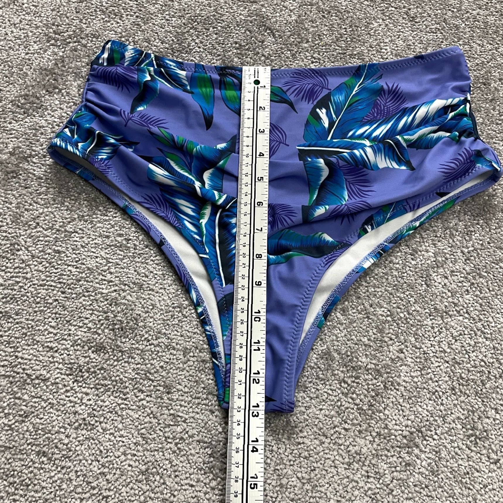 Shein Shein Bikini Bottom Womens Medium Blue Floral High Rise Stretch Tropical Beach Size 32" / US 10 / IT 46 - 4 Thumbnail