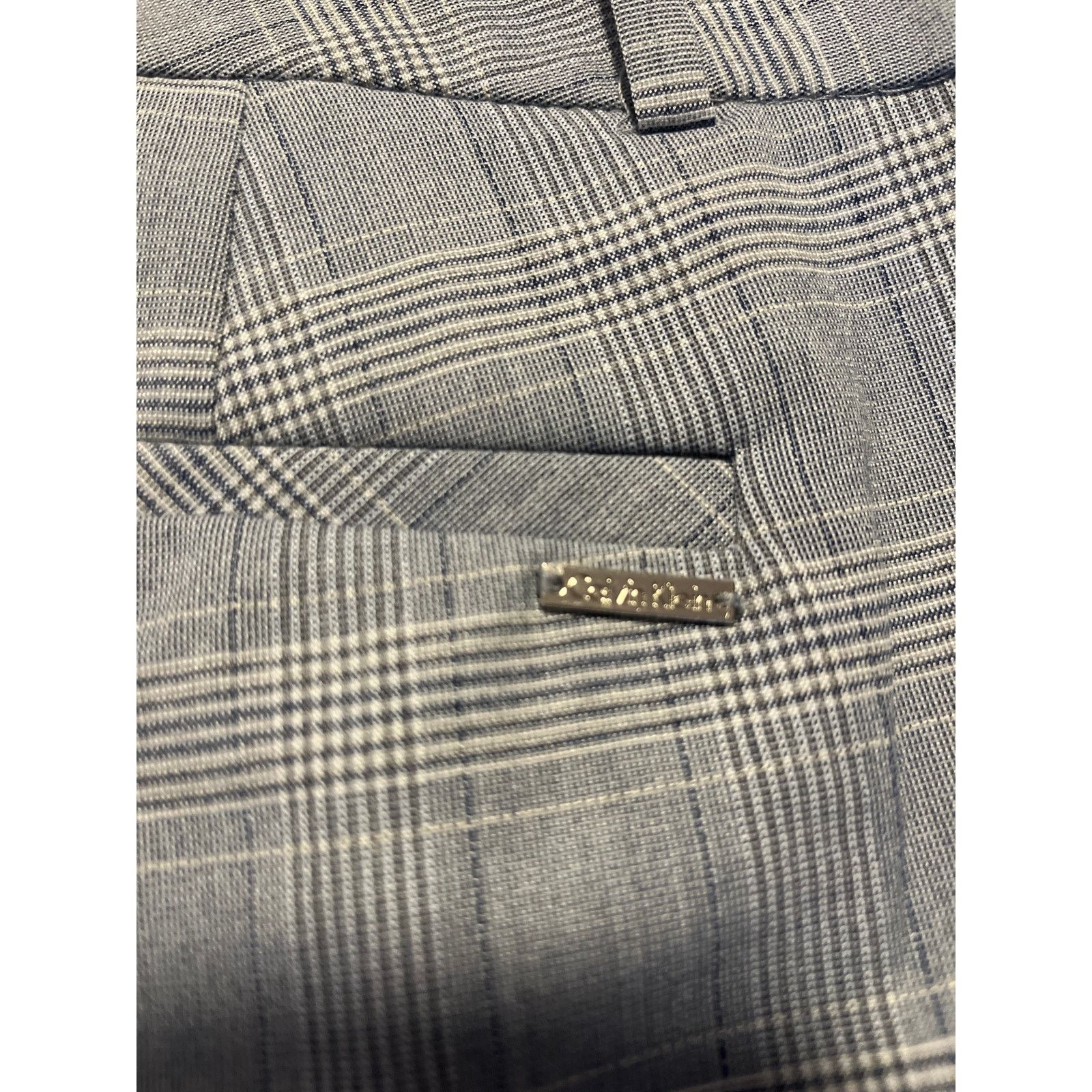Calvin Klein Plaid Blue Houndstooth Trousers Pants Career Office Preppy Size 28" / US 6 / IT 42 - 5 Thumbnail