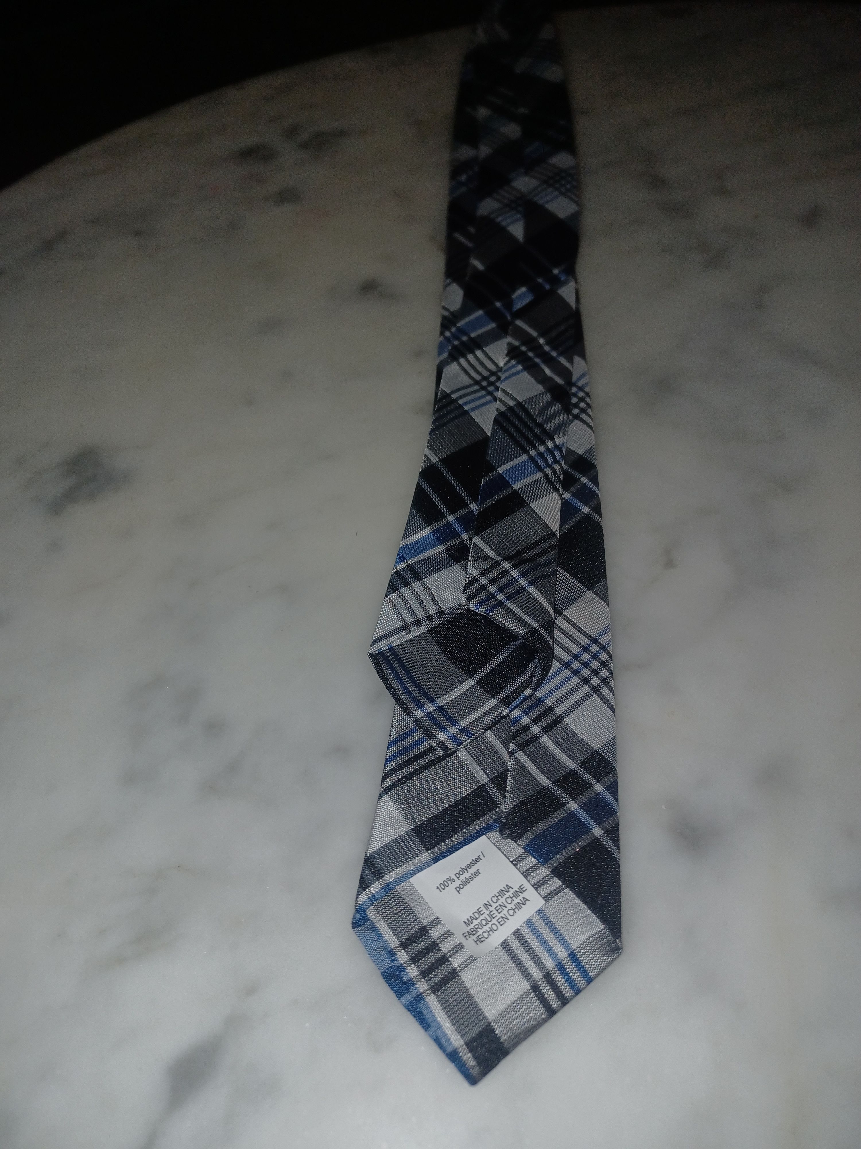 Other Clip-On Tie Narrow Gray & Blue Plaid Size ONE SIZE - 2 Thumbnail