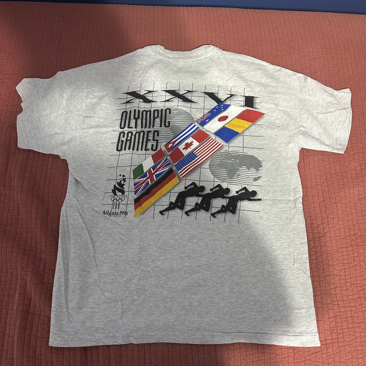 Hanes 1996 Atlanta Olympics grey single stitch cotton tshirt Size US L / EU 52-54 / 3 - 4 Thumbnail