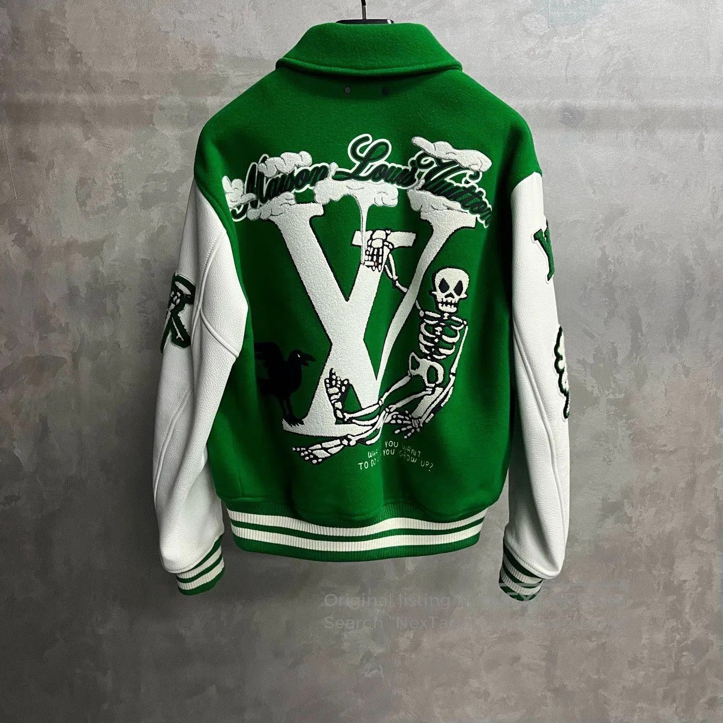 Louis Vuitton green letter pattern oversized baseball jacket. Size US L / EU 52-54 / 3 - 5 Thumbnail