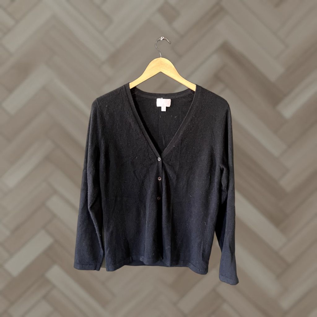 Vintage Pure Collection Black Long Sleeve Cardigan Sweater Womens 8/10 Cashmere - Size 8/10 Size M / US 6-8 / IT 42-44 - 1 Thumbnail