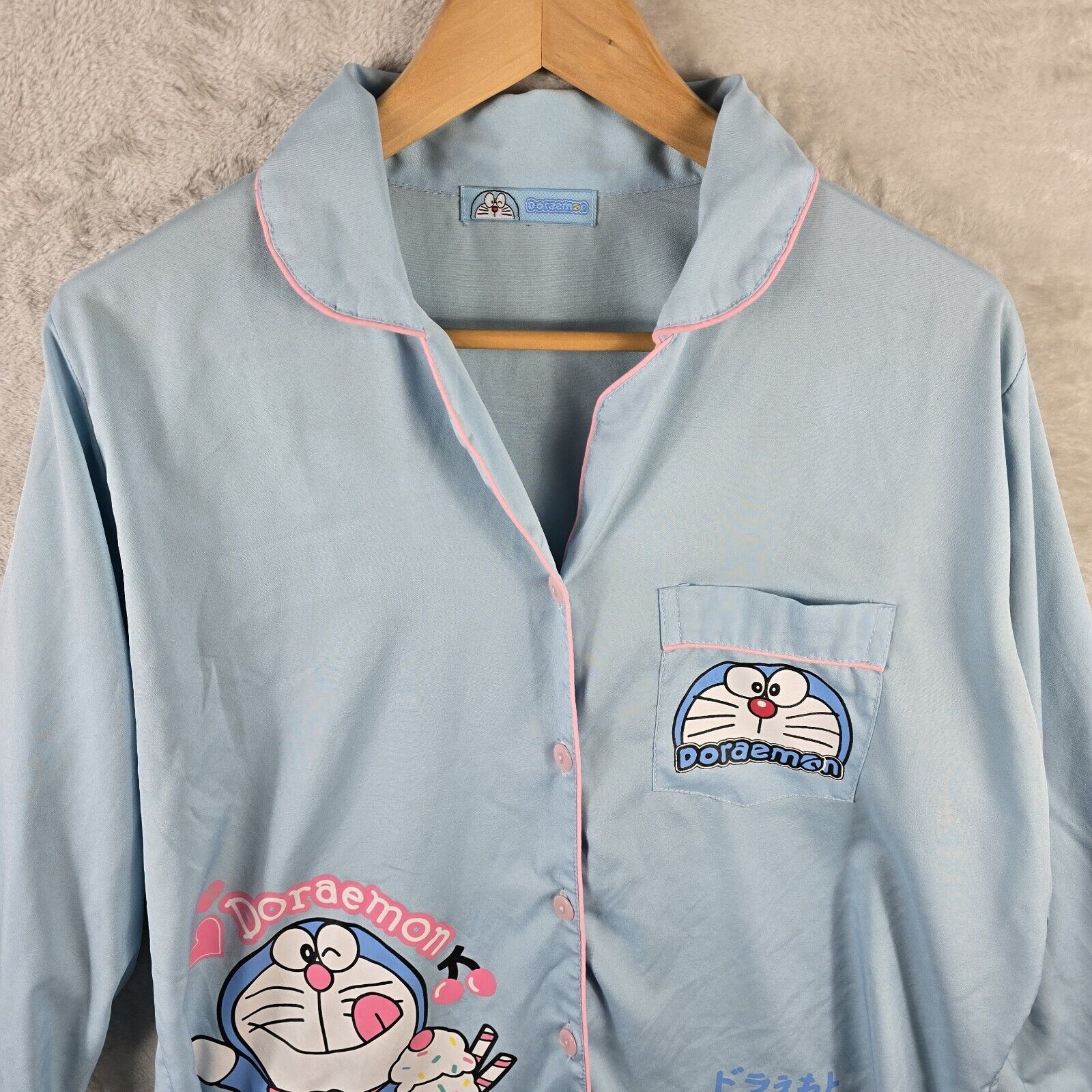Other Doraemon Manga Anime Robotic Cat Shirt Sleep Wear Button Dwn Size ONE SIZE - 3 Thumbnail
