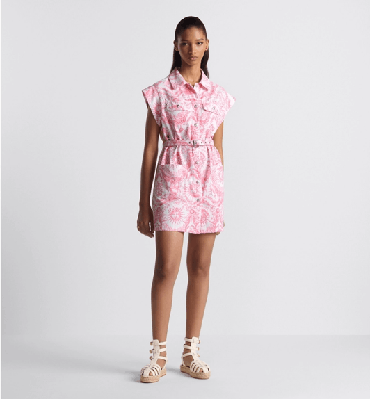 Dior o1w1db10925 442R25 Shirt Mini Dress in White/Candy Pink Size M / US 6-8 / IT 42-44 - 4 Thumbnail