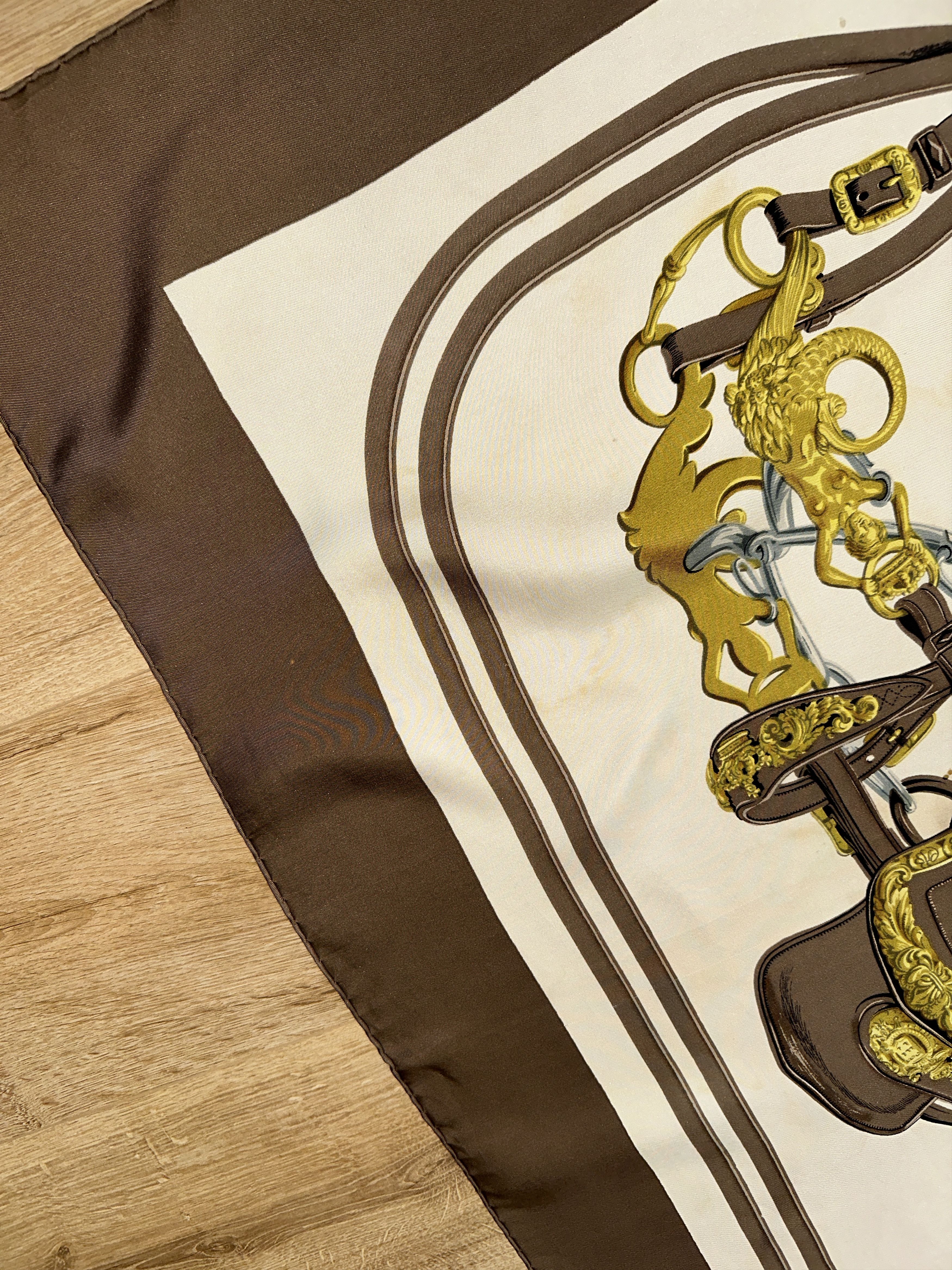 Hermes Hermès Brides de Gala Silk Scarf 90cm Brown Gold France Size ONE SIZE - 8 Thumbnail