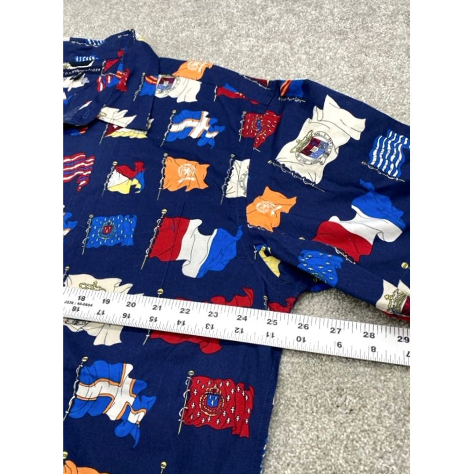 Tommy Hilfiger Tommy Hilfiger Shirt Short Sleeve Button Up Men's XL Blue All Over Print Flags Size US XL / EU 56 / 4 - 5 Thumbnail