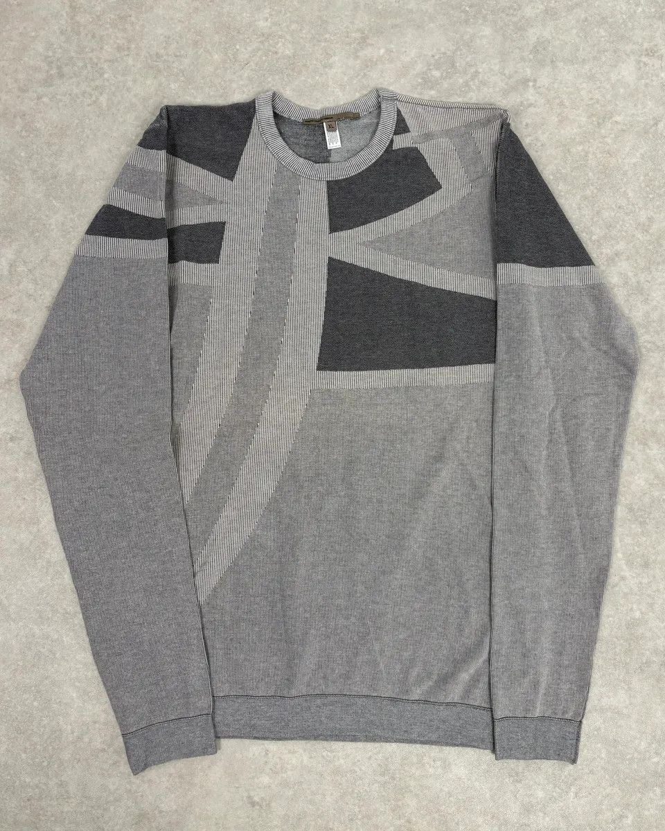 Marithe + Francois Girbaud 1990s Marithé + François Girbaud Grey Geometric Crewneck Sweater Size US S / EU 44-46 / 1 - 1 Thumbnail