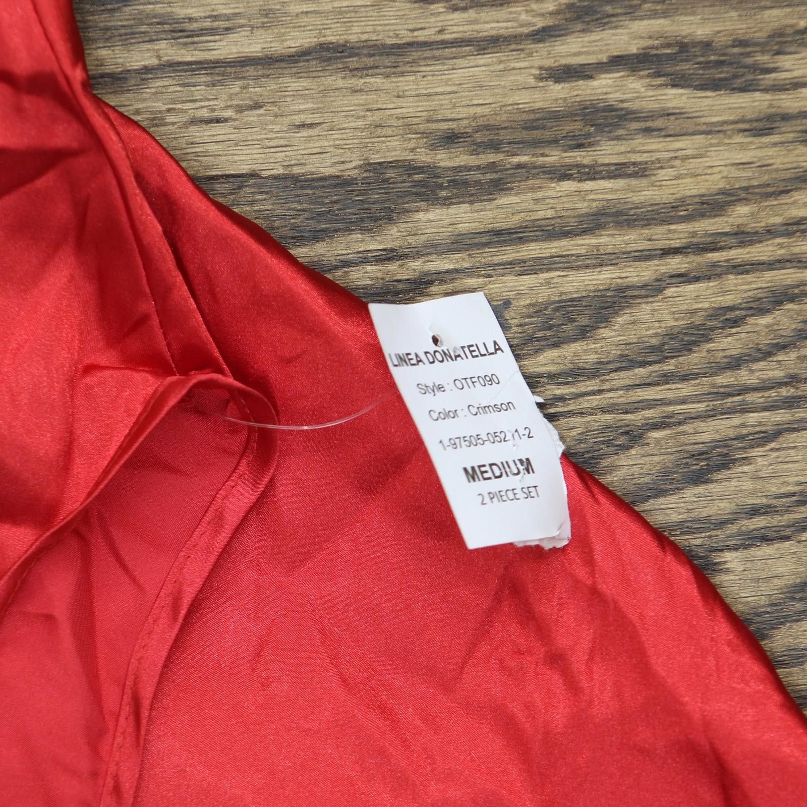 Other New Linea Donatella Fringe-trim Chemise Nightgown Red M Size ONE SIZE - 3 Thumbnail