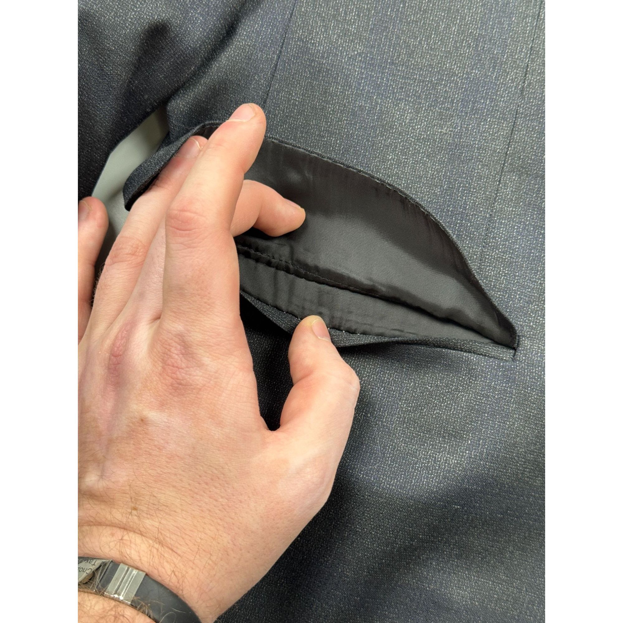 Z Zegna Z Zegna Charcoal Grey 100% Wool Two-Button Slim Fit Blazer Size 48R - 3 Thumbnail