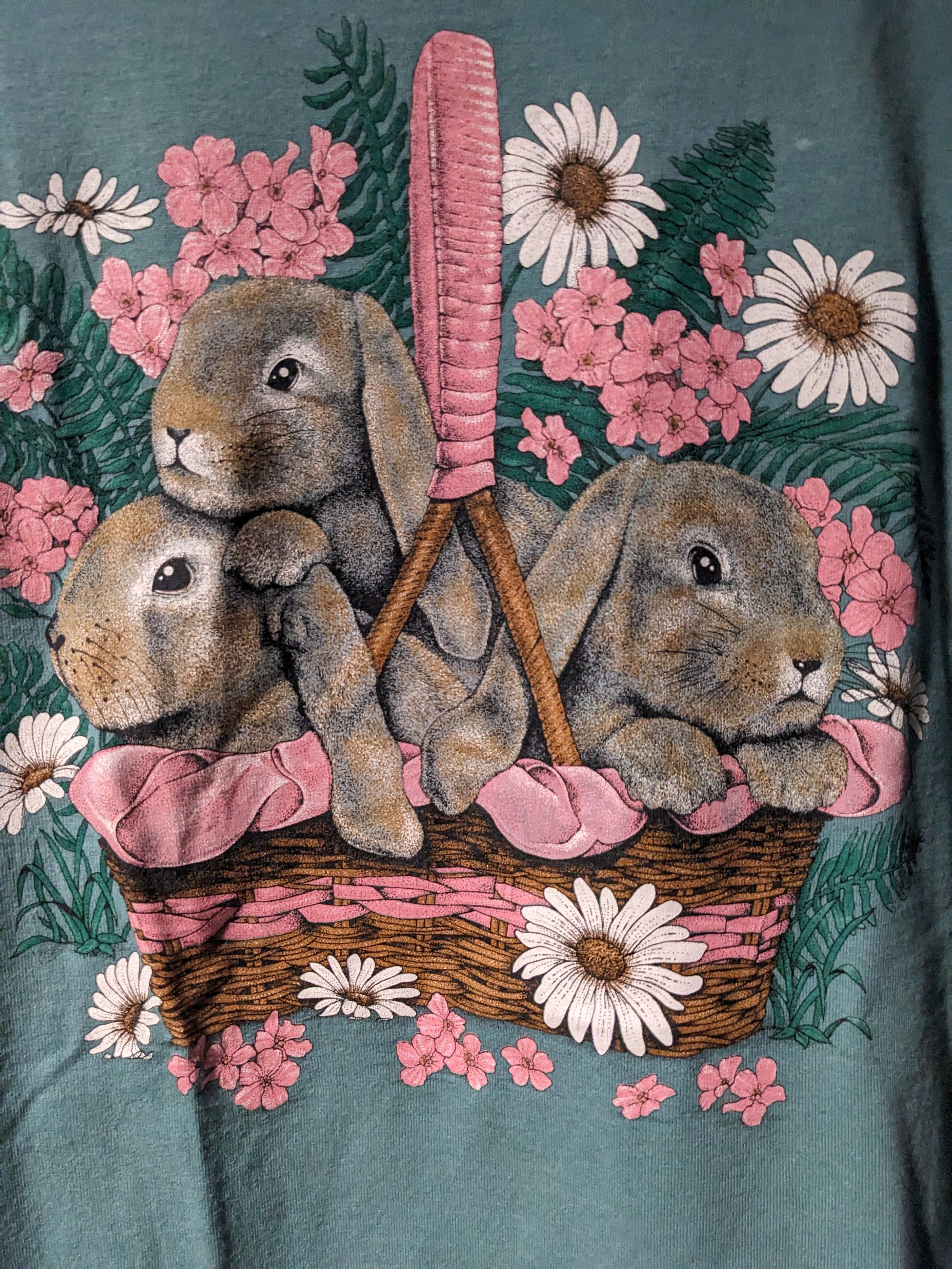 Vintage Vintage 90s Rabbit Animal Nature Cute Basket Medium T-Shirt Size US M / EU 48-50 / 2 - 2 Thumbnail