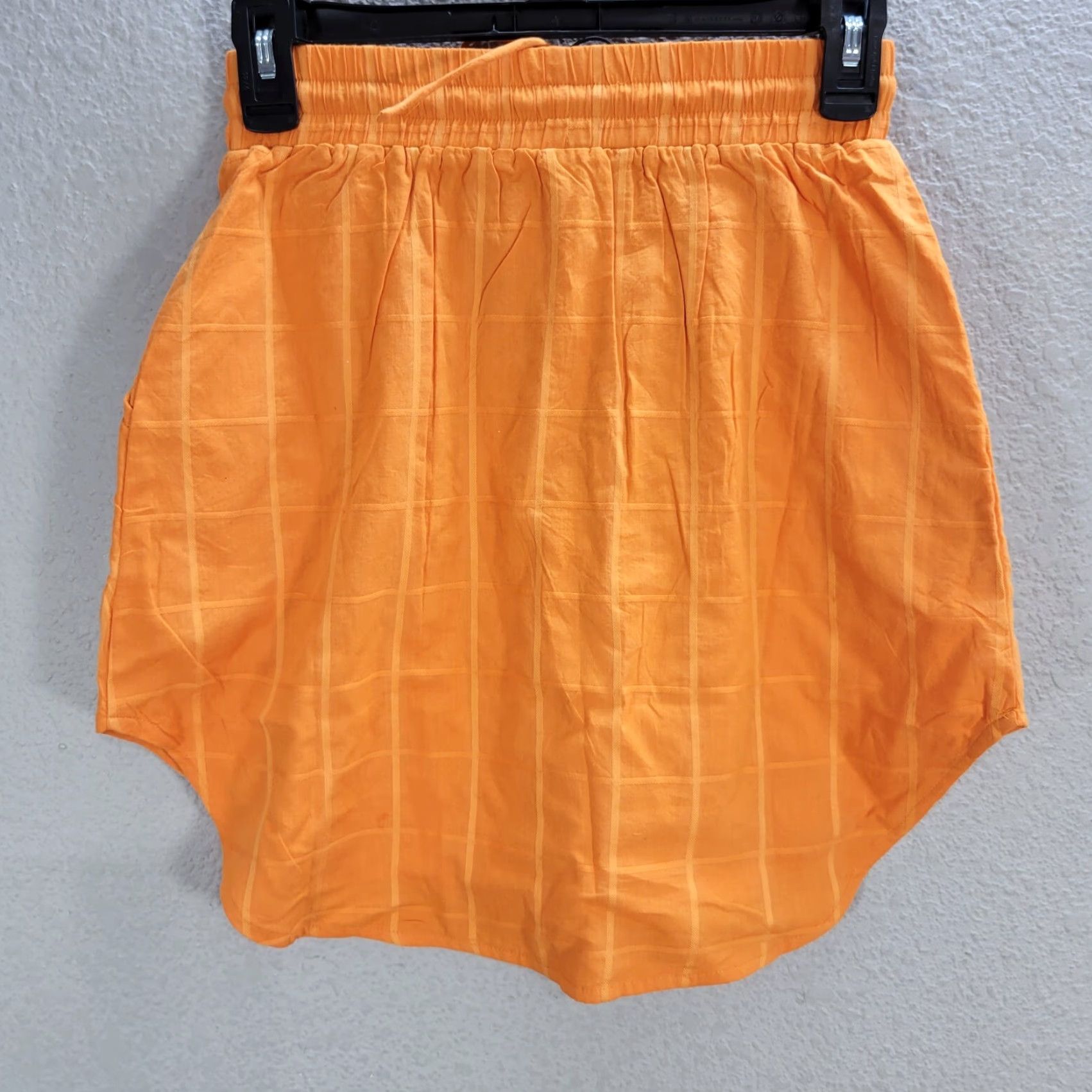 Vintage VINTAGE Never a wallflower Orange Plaid Mini Skirt Cotton XS NWT Women’s Short with Pockets Elastic Waist Drawstring Sz XS Womens Size 26" / US 2 / IT 38 - 4 Thumbnail