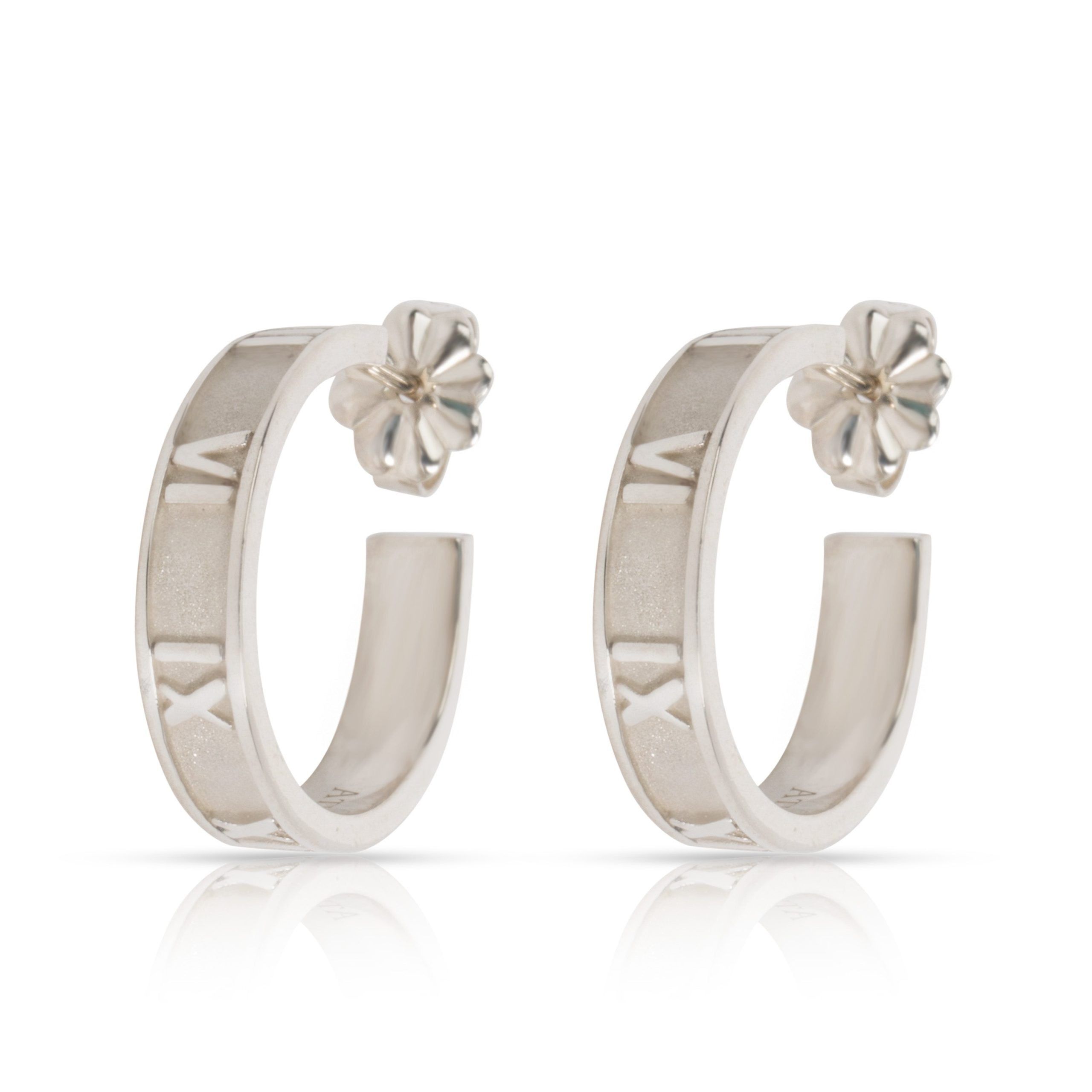 image of Tiffany Co Tiffany & Co. Atlas Hoop Earrings In Sterling Silver, Women's