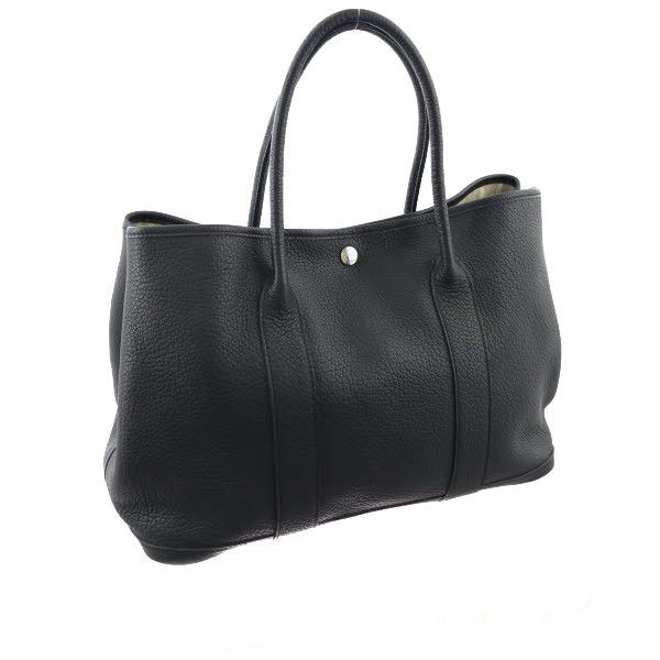 Hermes Garden Party PM Handbag Negonda Noir Black Engraved Bag