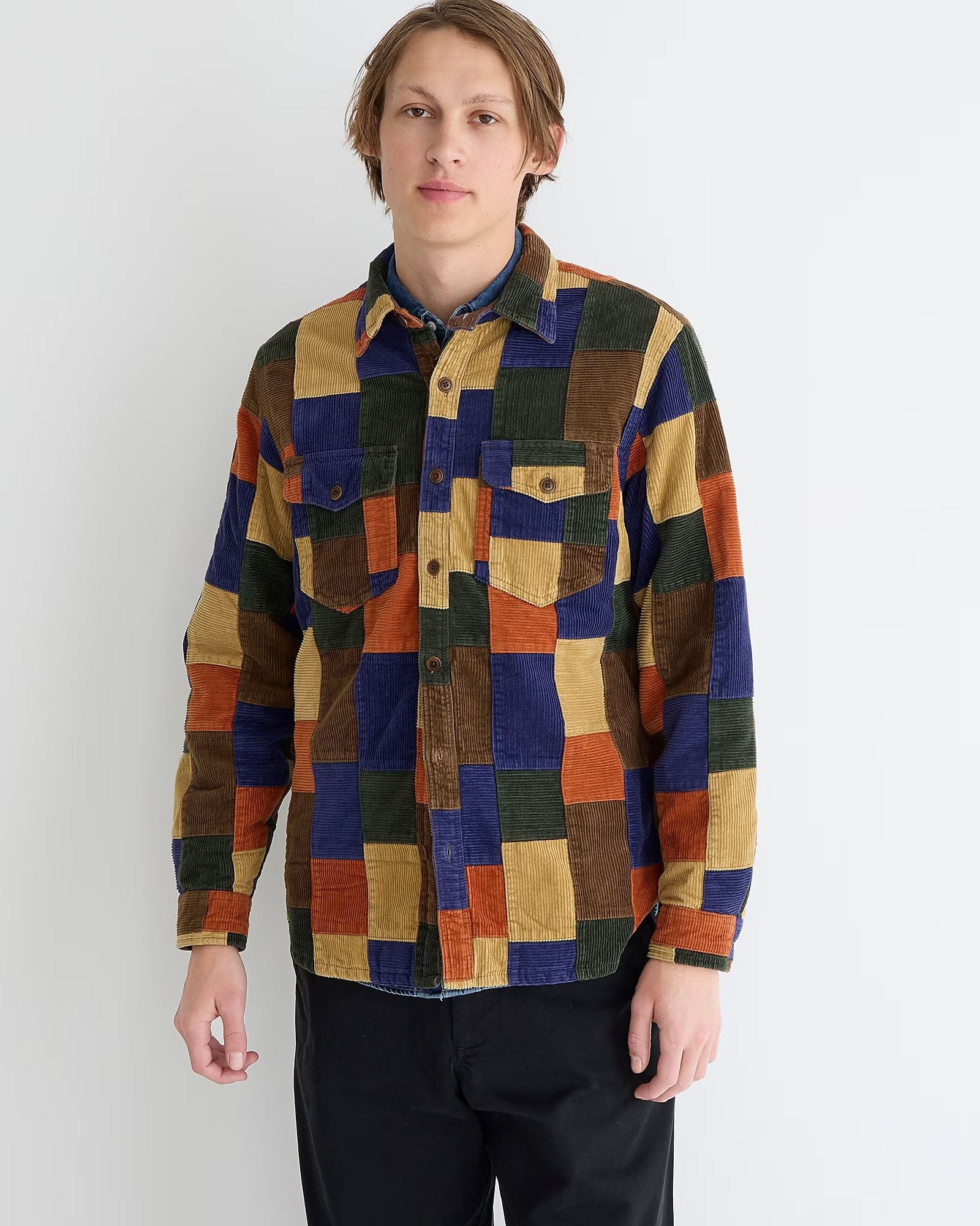 Crew Quilt Lined Patchwork Corduroy CPO Shirt Jacket