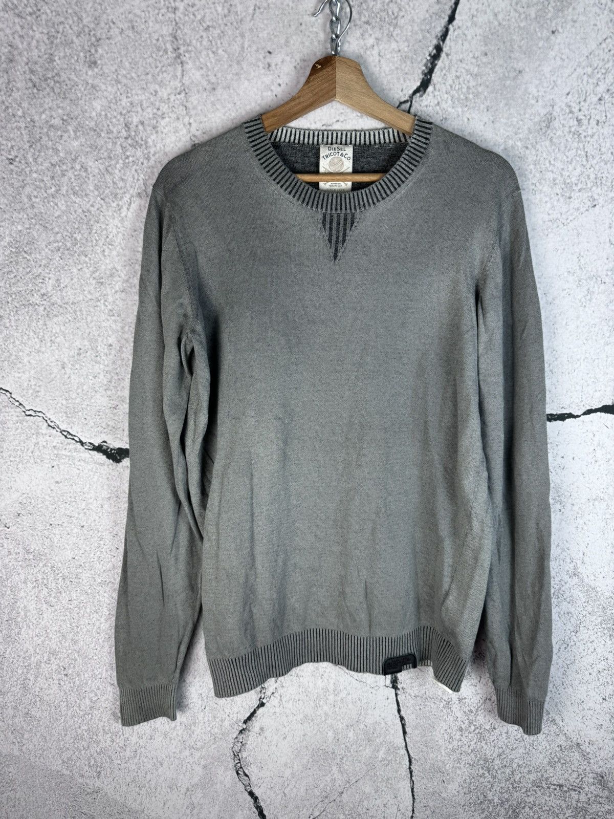 Diesel Vintage Y2K 00s Diesel Distressed Punk Sweater striped knit Size US L / EU 52-54 / 3 - 1 Thumbnail