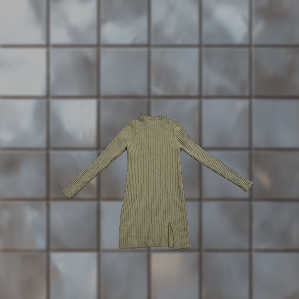 Vintage NWT Wilfred Free Women's Mini Sweater Dress Hush Knit Station Beige Mock Neck Long Sleeve Pullover 99% Nylon 1% Elastane M/Medium Brand New with Tags Size M / US 6-8 / IT 42-44 - 1 Thumbnail