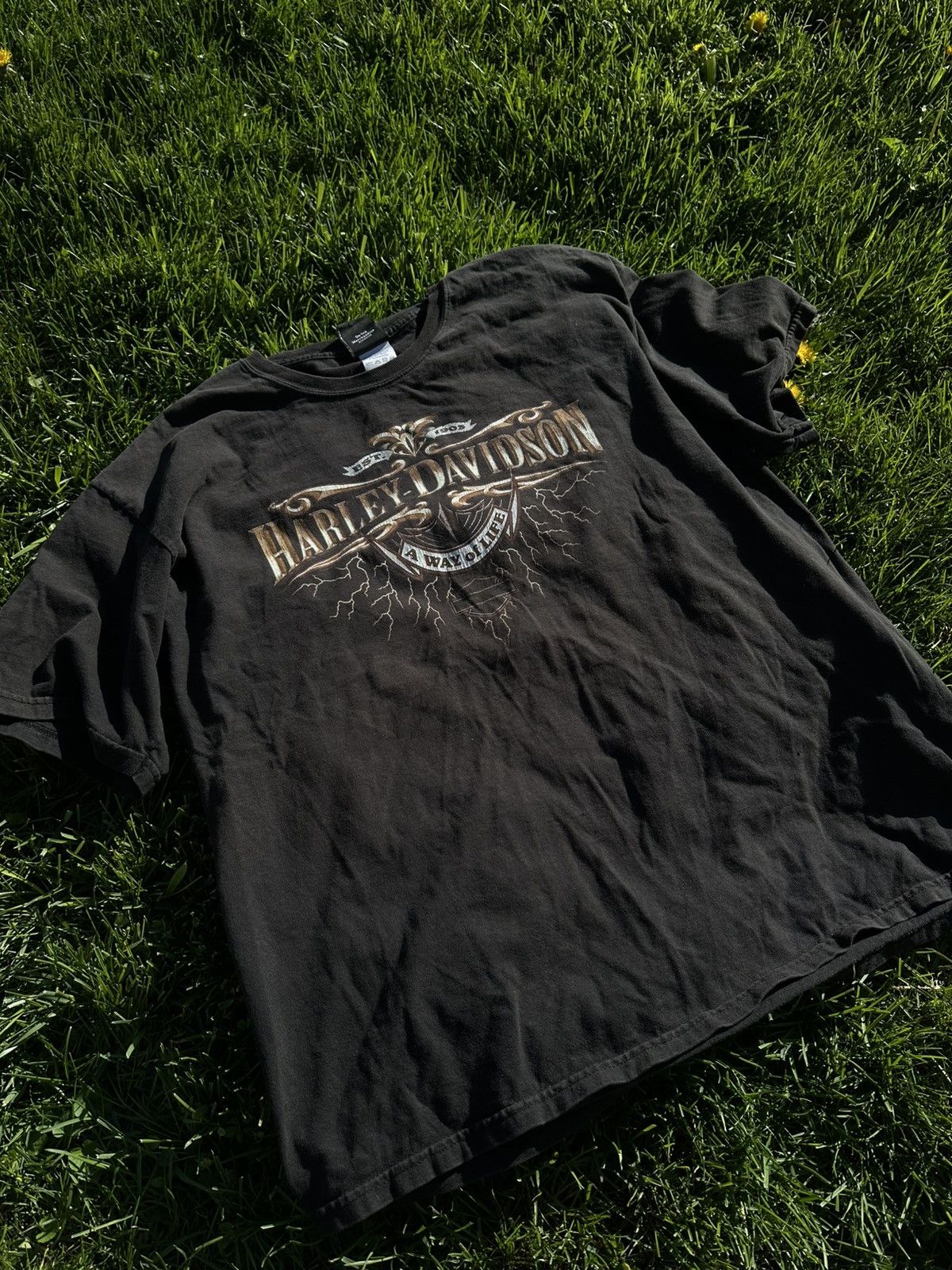 Harley Davidson Y2K Harley Davidson lightning 2004 Black Tee Size US XL / EU 56 / 4 - 1 Thumbnail