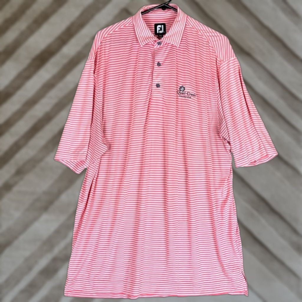 Footjoy FootJoy Polo Shirt Pink White Quail Creek Short Sleeve Athletic Stretch L Mens Casual Workwear Athletic Golf Shirt Size US L / EU 52-54 / 3 - 1 Thumbnail