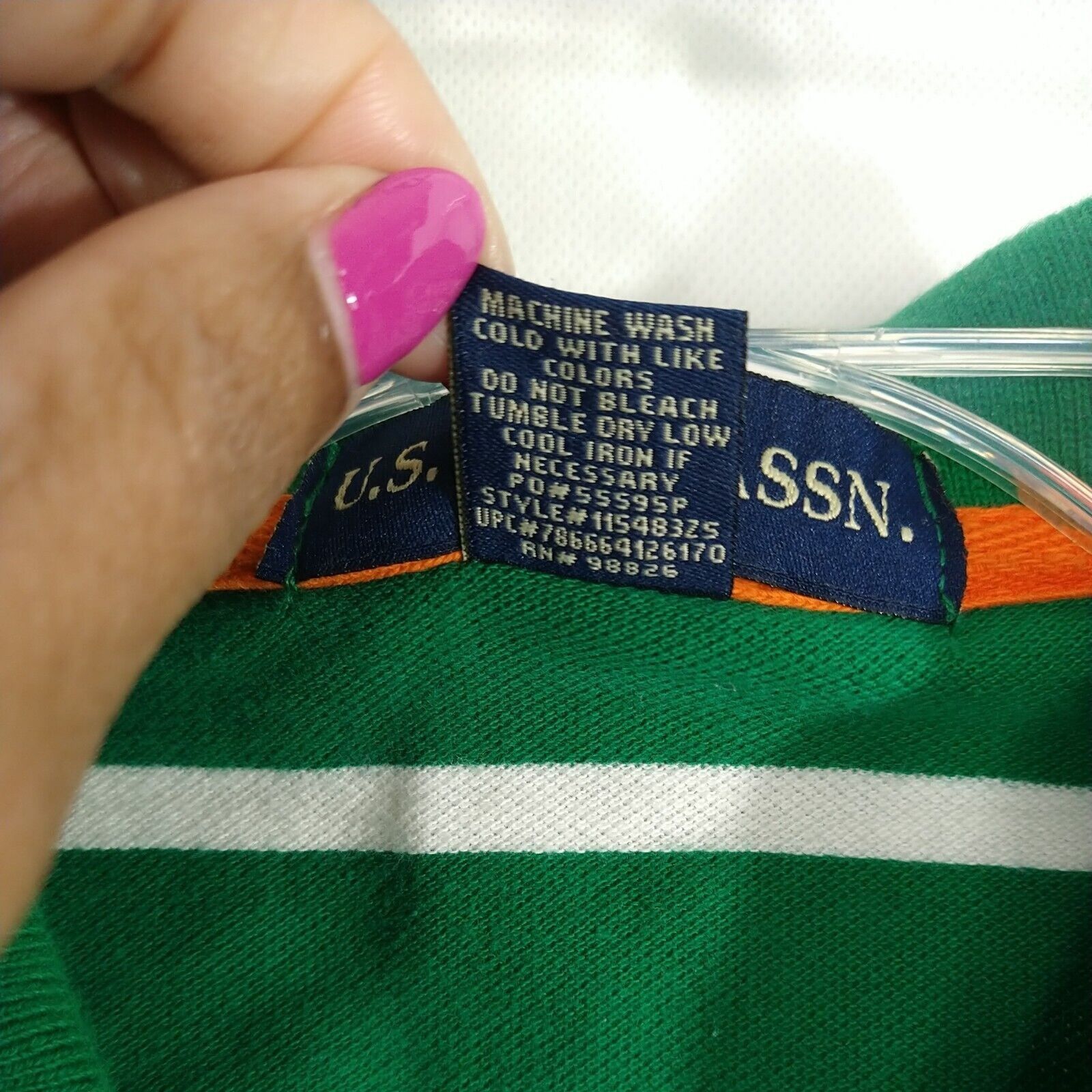 U.S. Polo Assn. US Polo Assn Collared Polo Shirt Men Size L Green Stripe Size US L / EU 52-54 / 3 - 6 Thumbnail