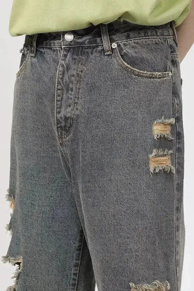 Japanese Brand Distressed denim hole jeans y2k pants Size US 32 / EU 48 - 3 Thumbnail