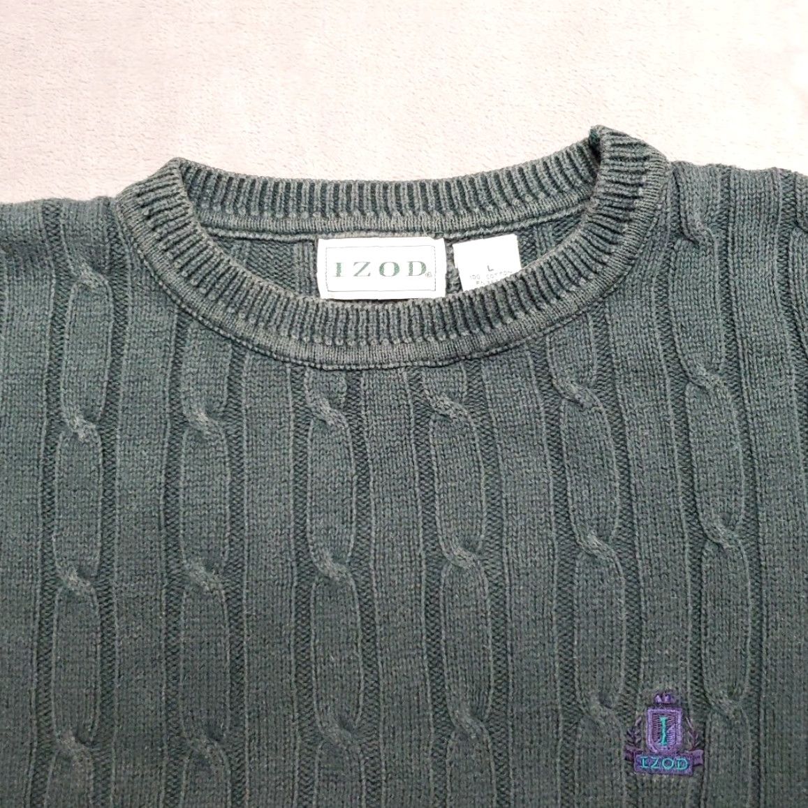 Izod VTG Izod Sweater Men L Green Cable-Knit Long Sleeve Fisherman Pullover 90s Y2K Knit Crew Neck Size US L / EU 52-54 / 3 - 3 Thumbnail