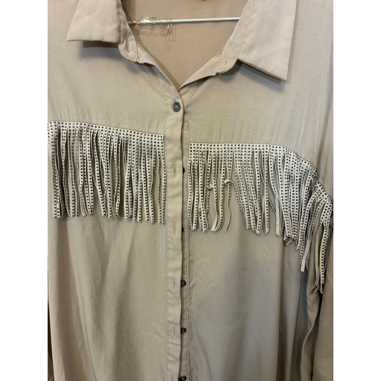 Other Savanna Jane 1x Top Tan Rhinestone Tassels Western Size XL / US 12-14 / IT 48-50 - 2 Thumbnail