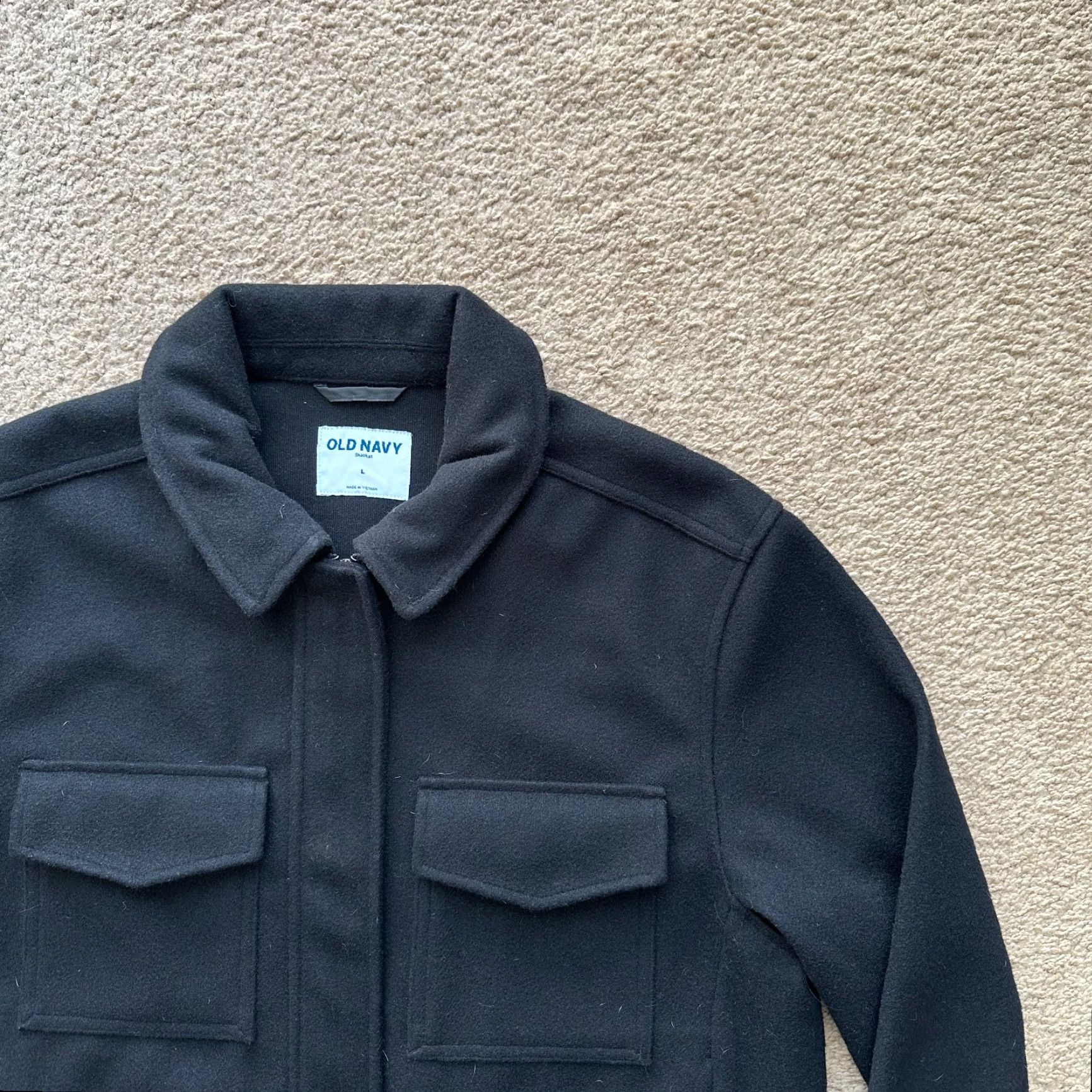 Old Navy Old Navy Jacket Womens Large Full Zip Point Collar Cropped Black Polyester Size L / US 10 / IT 46 - 5 Thumbnail