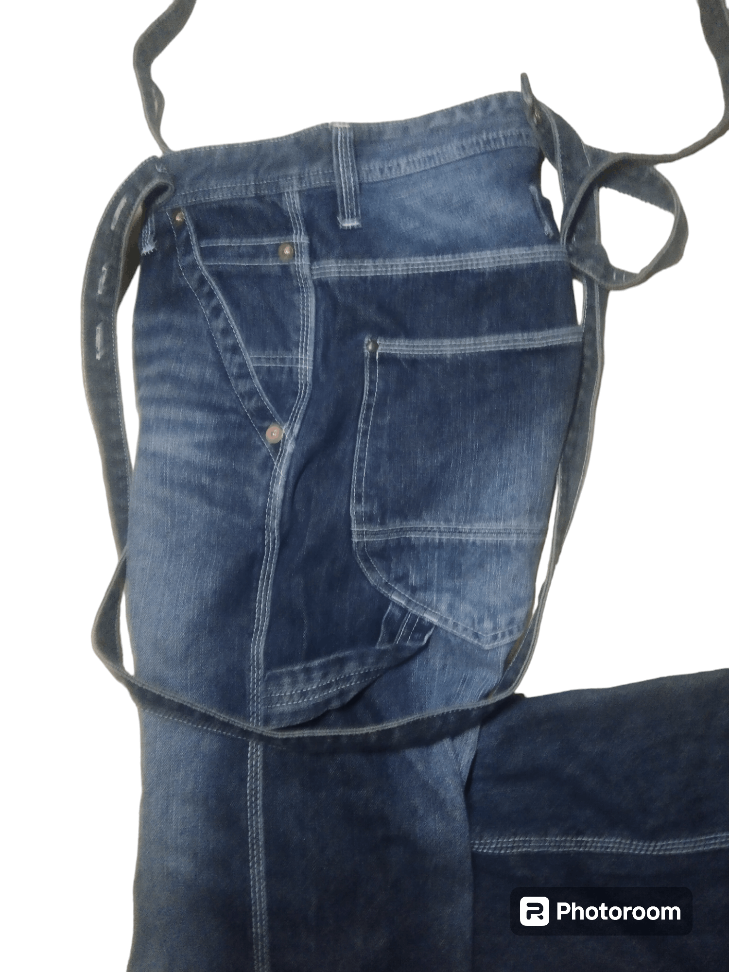 Japanese Brand × Vintage Ultimax Carpenter Buckle back Denim with Suspender (baggy) Size US 34 / EU 50 - 11 Thumbnail