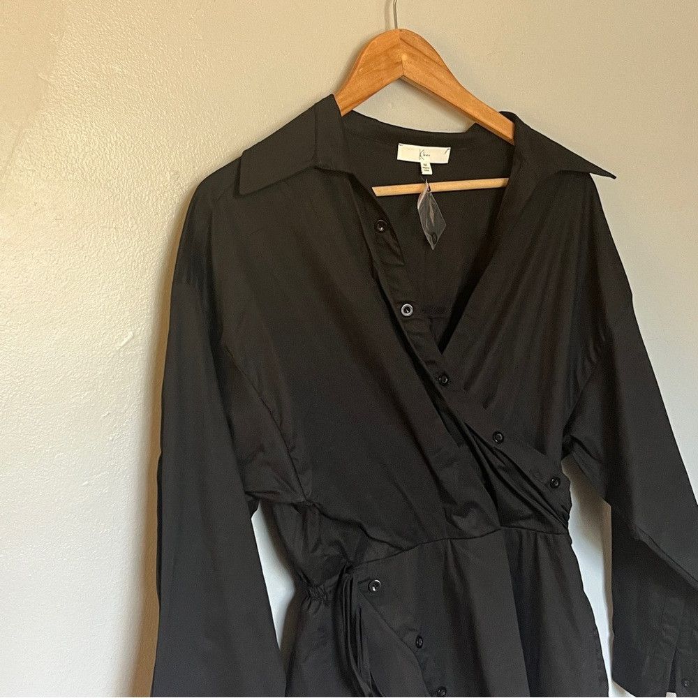 The Unbranded Brand New Klesis Collared Long Sleeve Poplin Dress in Black Medium Size M / US 6-8 / IT 42-44 - 2 Thumbnail