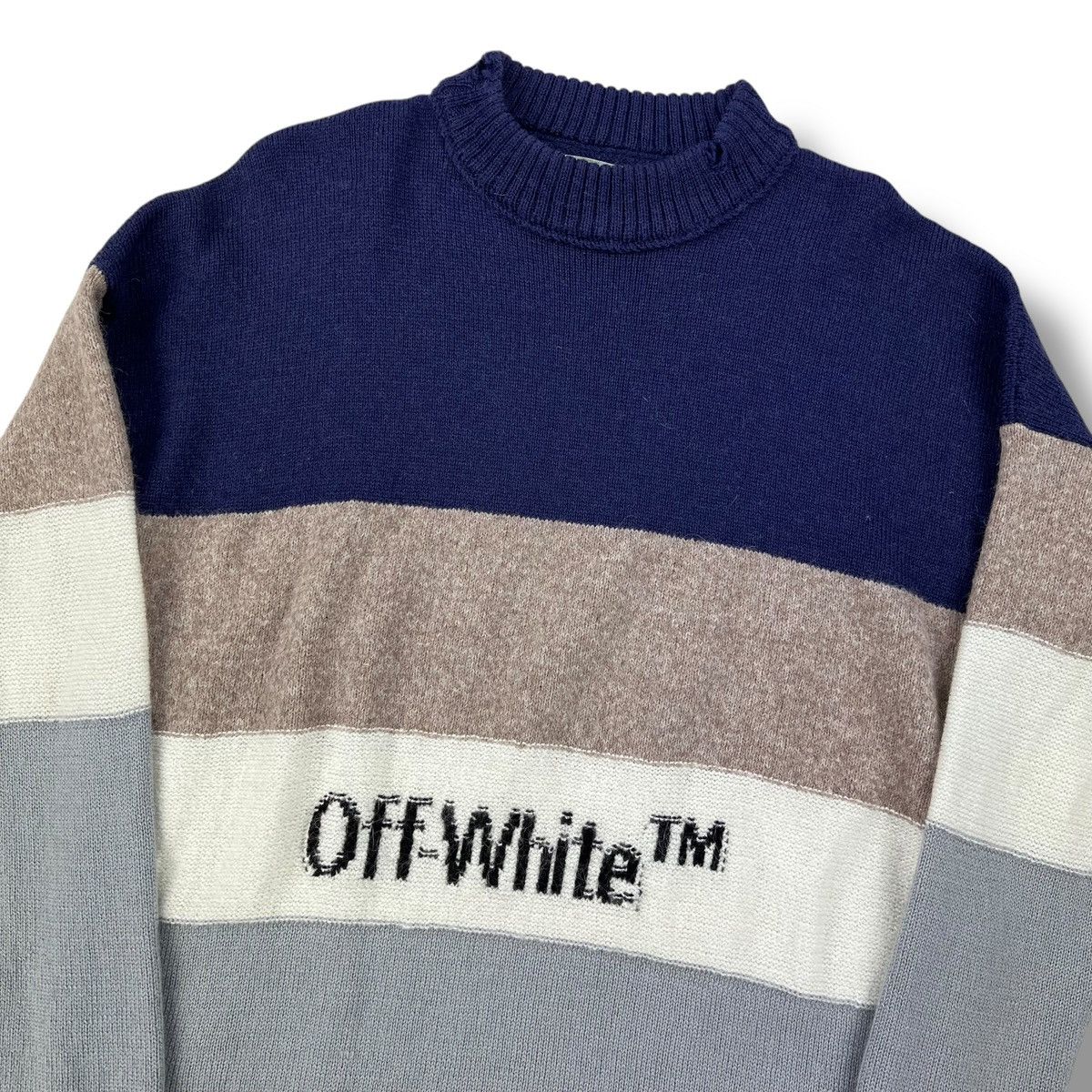 Off-White Off-White Navy Distressed Sweater Size US M / EU 48-50 / 2 - 1 Thumbnail
