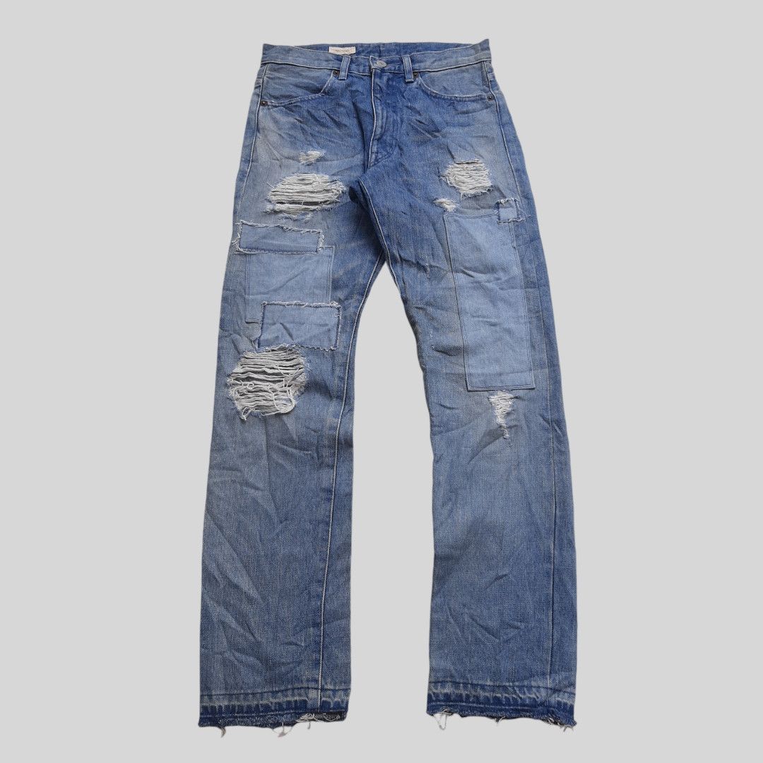 Hysteric Glamour × Le Grande Bleu (L.G.B.) × Tornado Mart Inpaichthys Kerri trashed patch work selvedge jean Size US 28 / EU 44 - 1 Thumbnail
