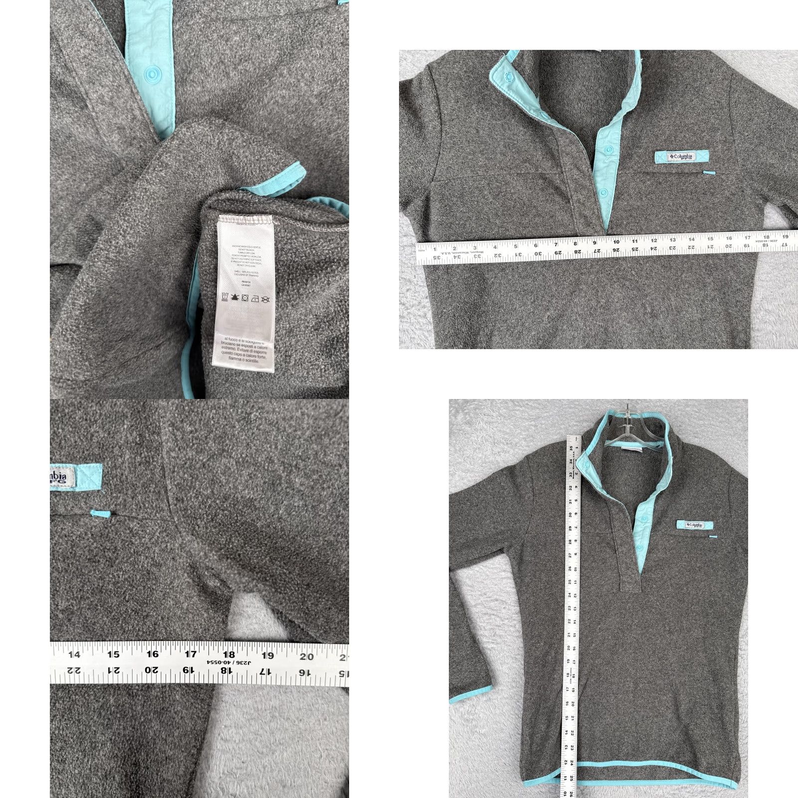 AQUA Columbia Sweater Womens Small Gray Aqua Quarter Snap Fleece Pullover Fishing PFG Shirt Size S / US 4 / IT 40 - 8 Thumbnail
