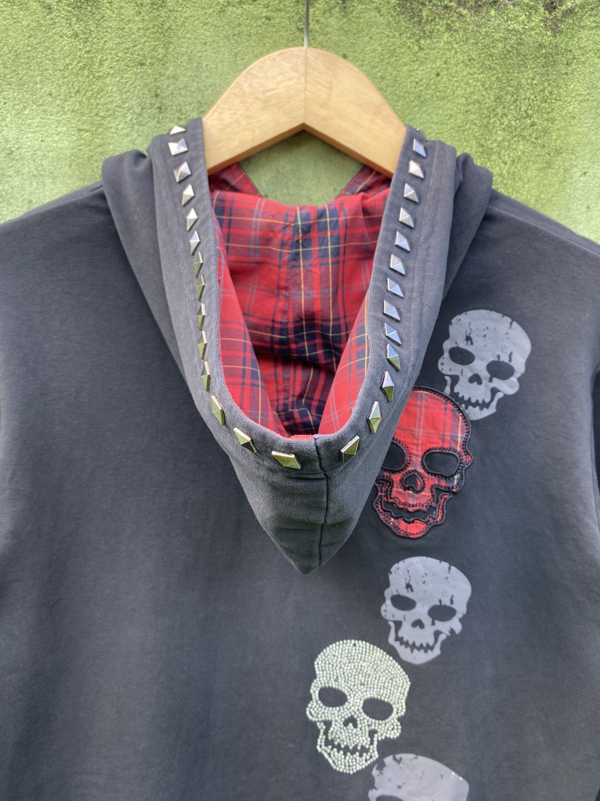 Japanese Brand Vintage Z-Plus Sport Active Rock Punk Plaid Studded Hoodie Size US L / EU 52-54 / 3 - 10 Thumbnail