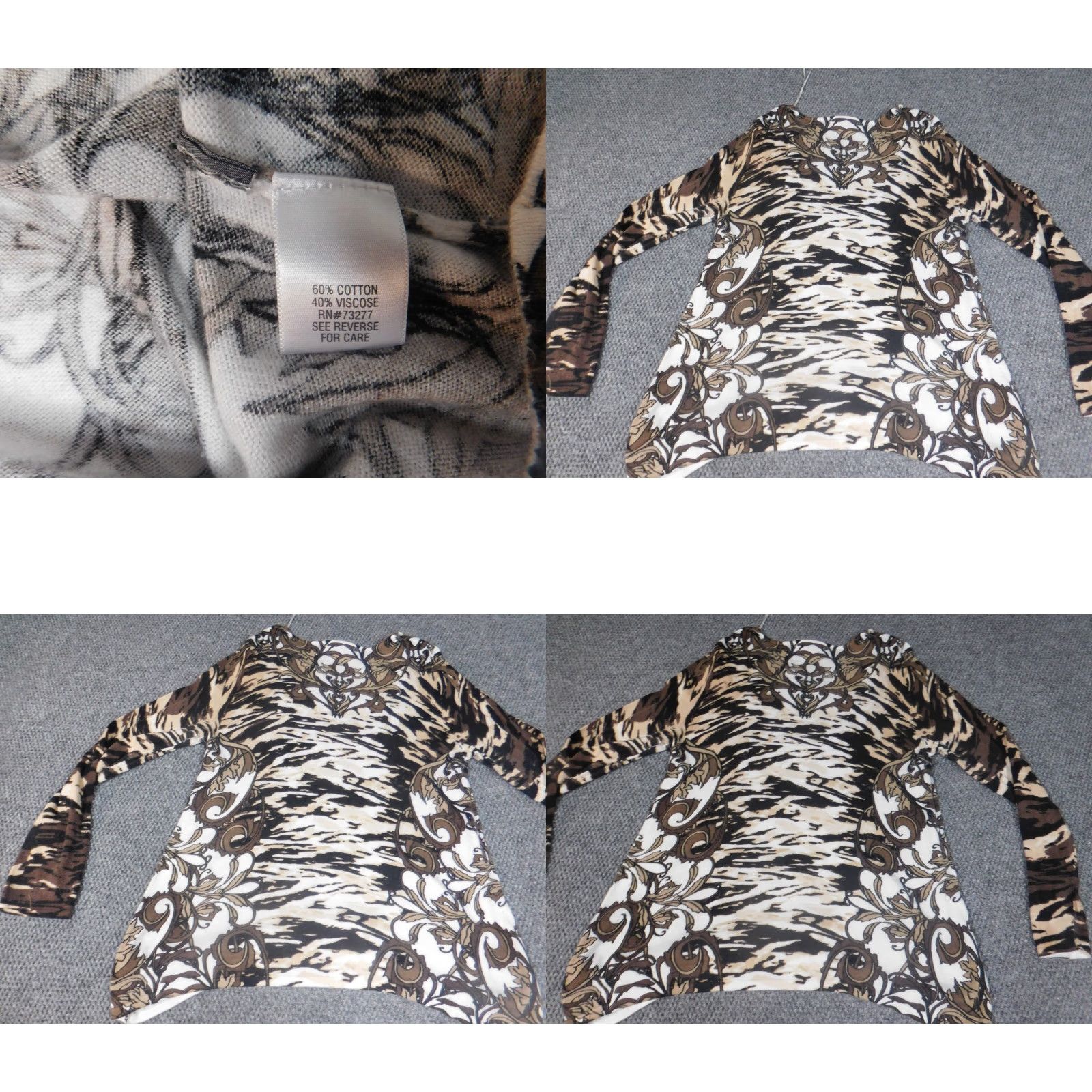Vintage Dana Buchman Womens Sweater L Brown Floral Crew Neck Pullover Cotton Knit Embroidered Stretch Regular Classic Size L / US 10 / IT 46 - 8 Thumbnail
