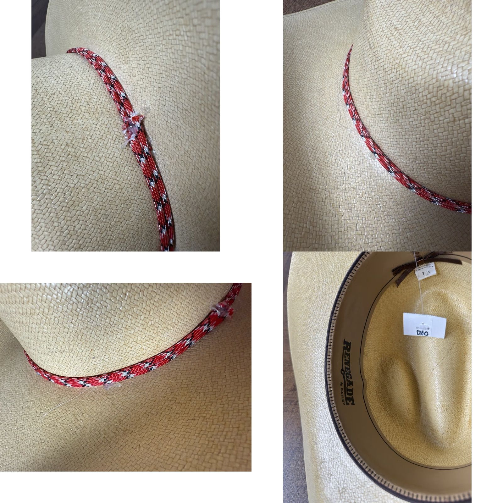 Bailey 44 VINTAGE Bailey Renegade Straw Cowboy Beach Outdoor Hat Men 7 1/8 Brown Straw 80s 90s Western Beach Outdoors Mens Size ONE SIZE - 8 Thumbnail