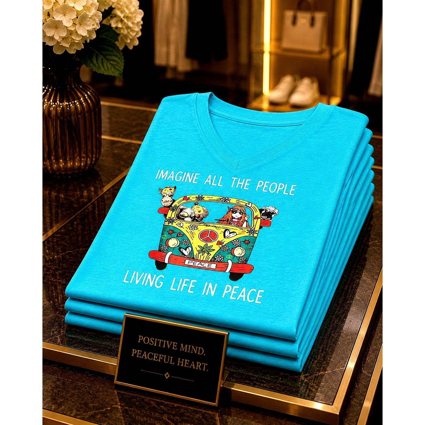 Other Vibrant Imagine All The People Living Life in Peace Cyan 12 Size XL / US 12-14 / IT 48-50 - 1 Thumbnail