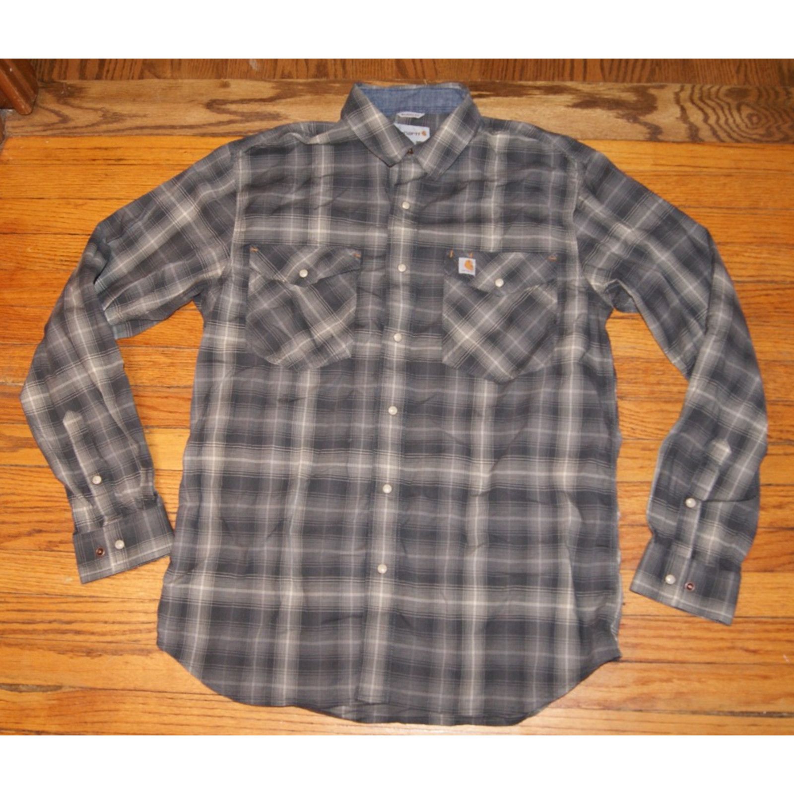 Carhartt Carhartt Western Plaid Shirt Pearl Snap Gray Mens Medium Size US M / EU 48-50 / 2 - 2 Thumbnail