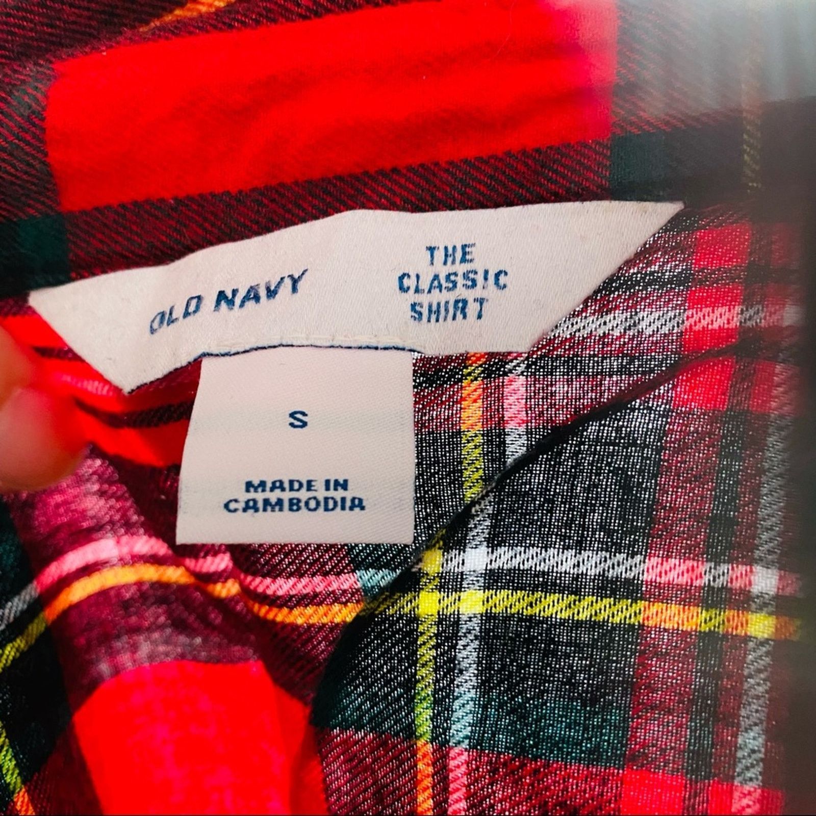 Old Navy OLD NAVY Red White Green Plaid Flannel Button Shirt Top Size S / US 4 / IT 40 - 5 Thumbnail
