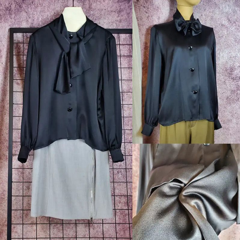 Givenchy Givenchy Black Silk Long Sleeve Blouse 0089 Size M / US 6-8 / IT 42-44 - 1 Thumbnail