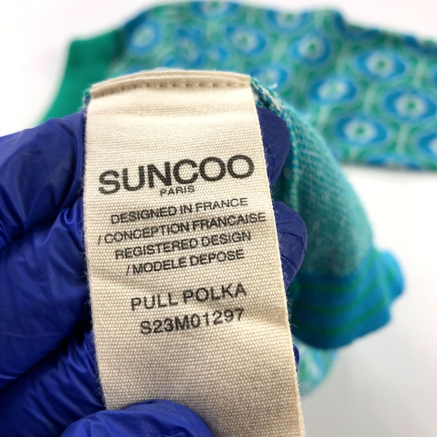 Vintage Suncoo Paris XS/S (Size T1) Collared Polo Sweater All Over Print Blue HRJ Size S / US 4 / IT 40 - 7 Thumbnail